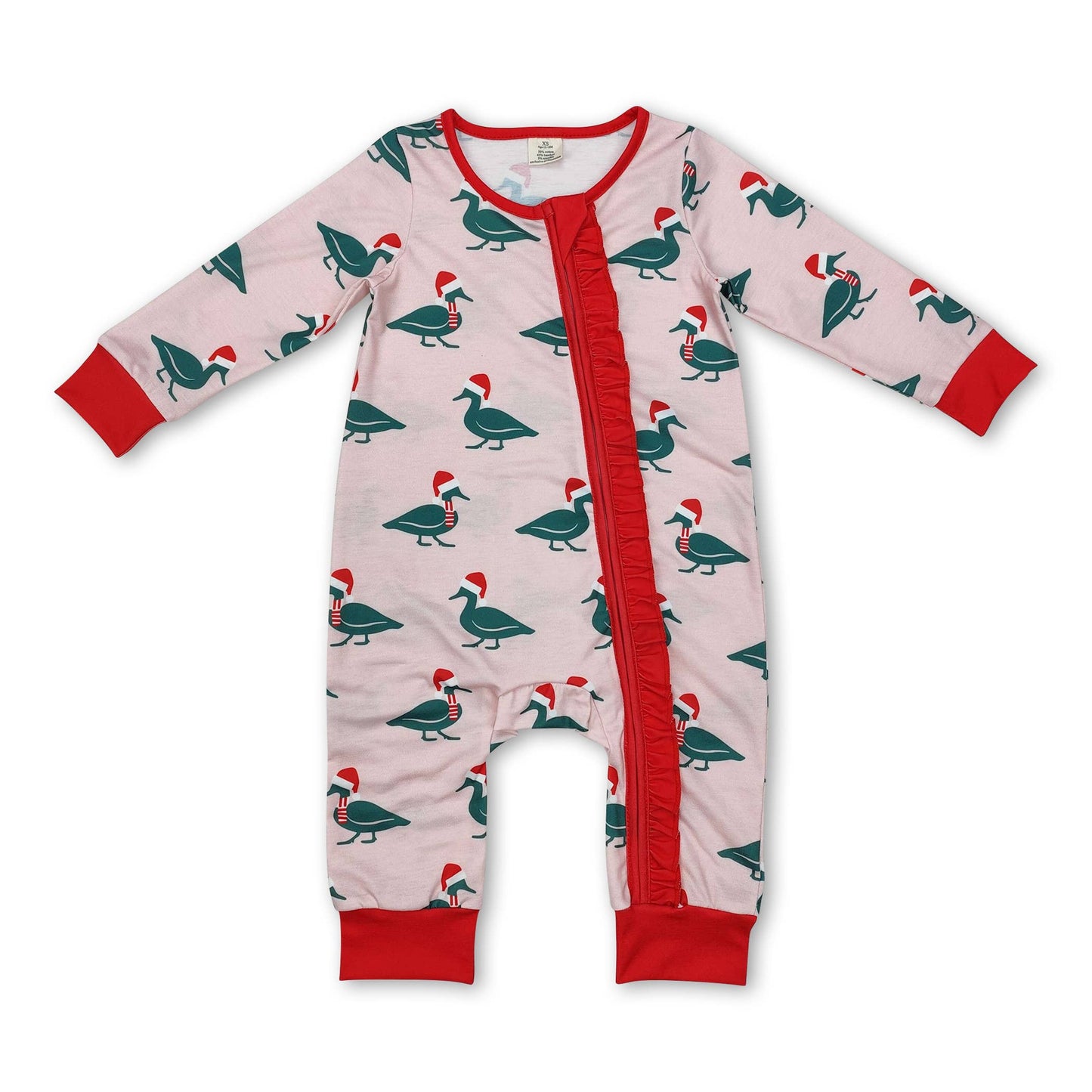Yawoo Garments - Green Christmas hat duck baby boy pajamas