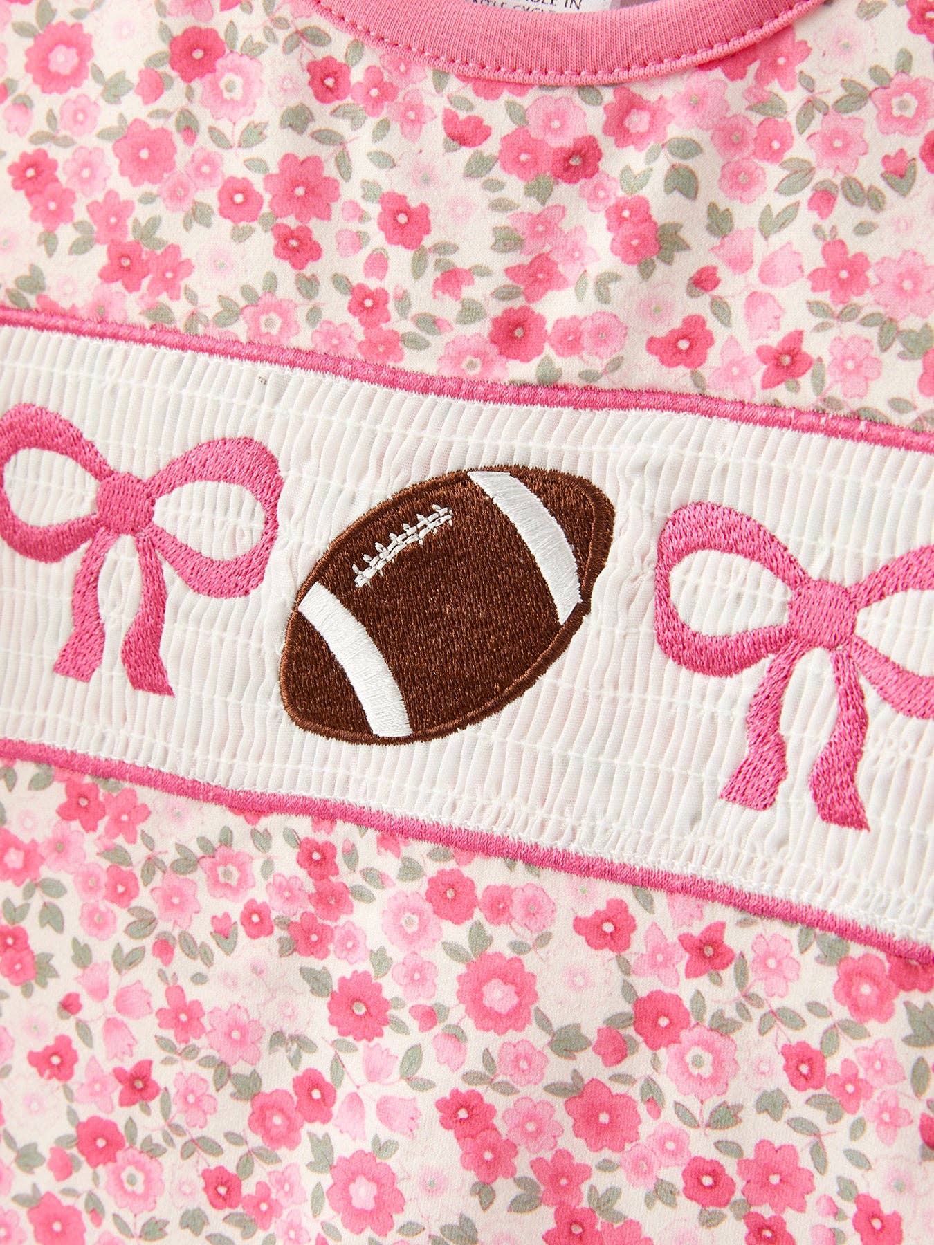 Rylee Faith Designs - Football Bow Smock Embroidered Girls Ruffle Outfit Set