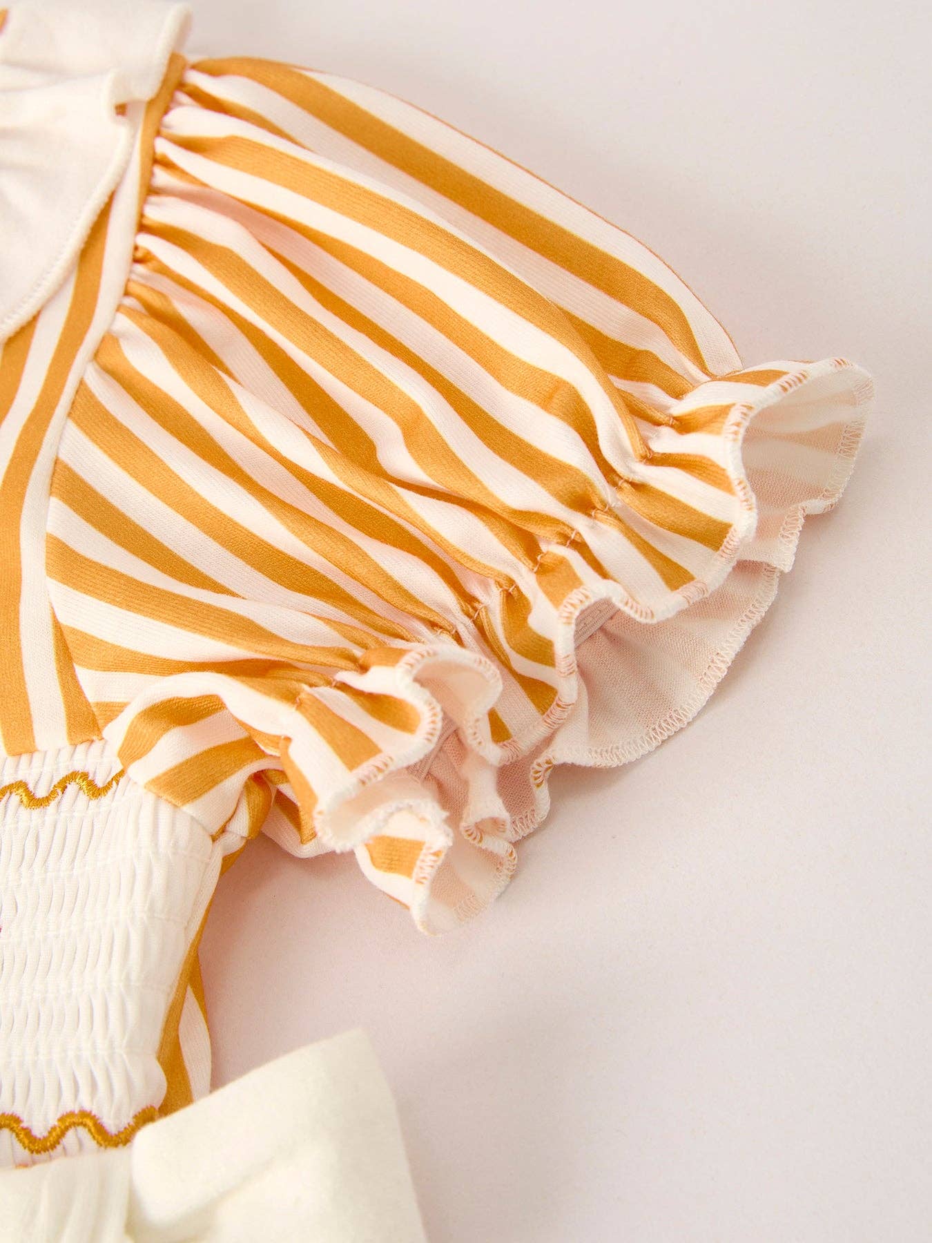 Rylee Faith Designs - Fall Orange Pumpkin Smock Embroidery Baby Girl Dress