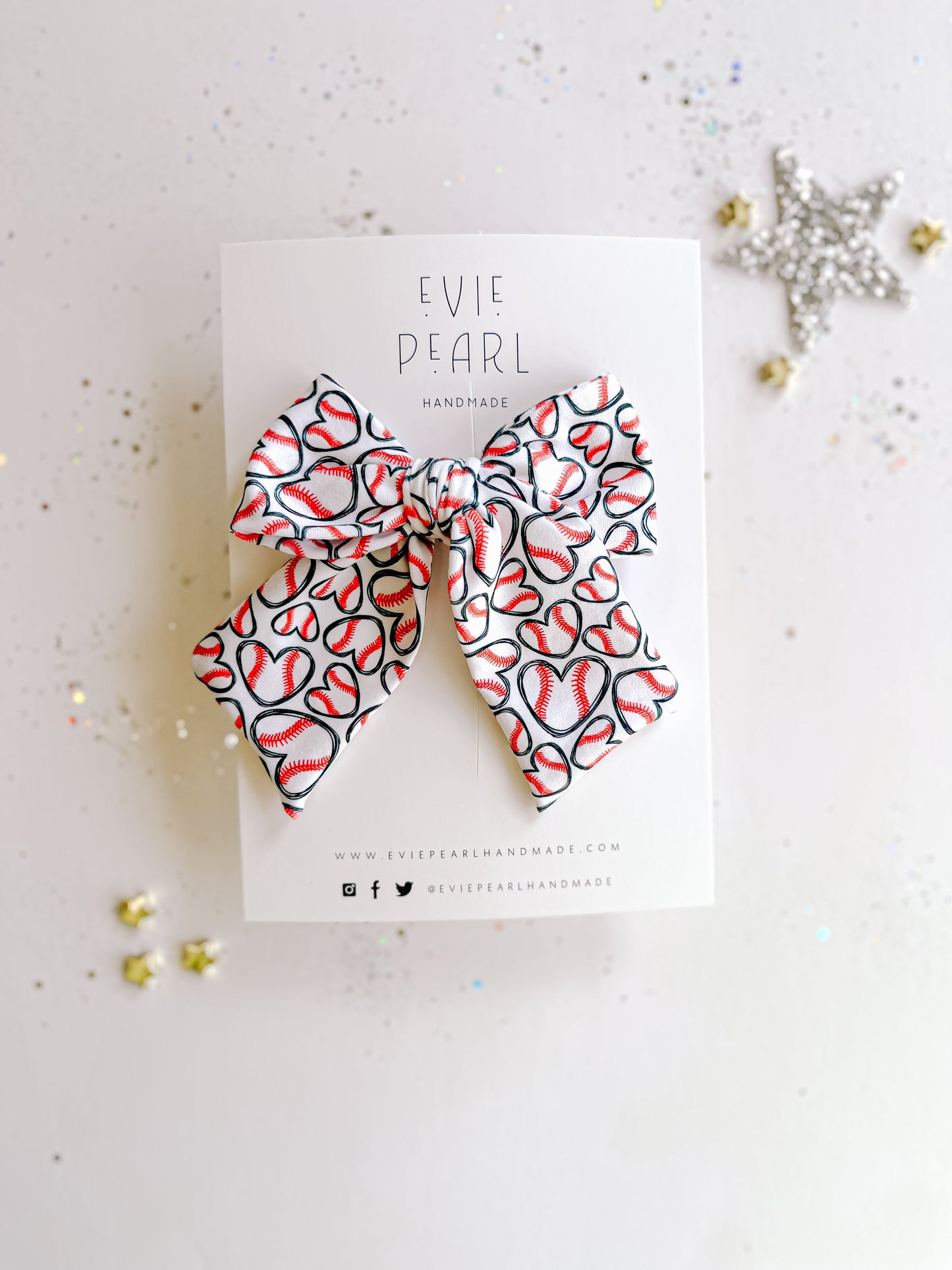 Large Baseball Heart Pinwheel Bow