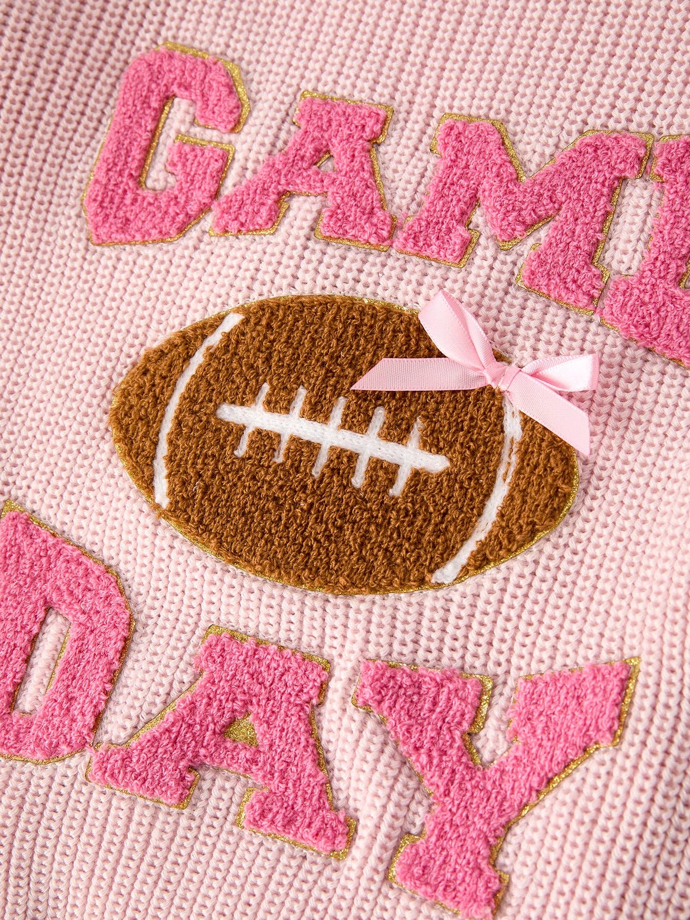 Rylee Faith Designs - “GAME DAY” Football Light Pink Pullover Sweater