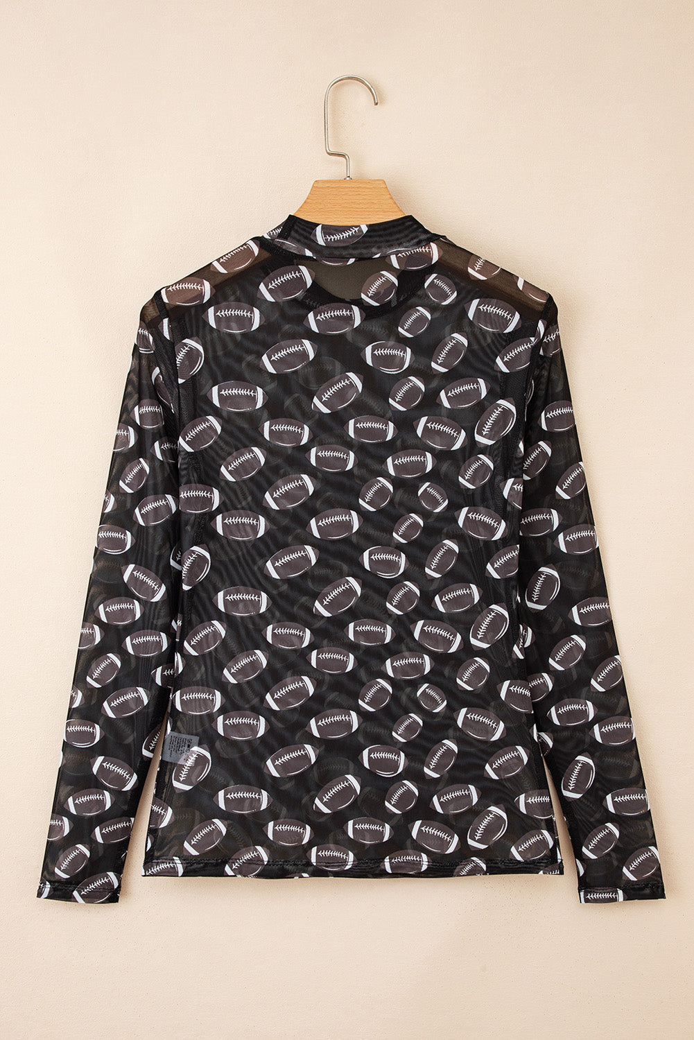 Football Mesh Sheer Long Sleeve Top