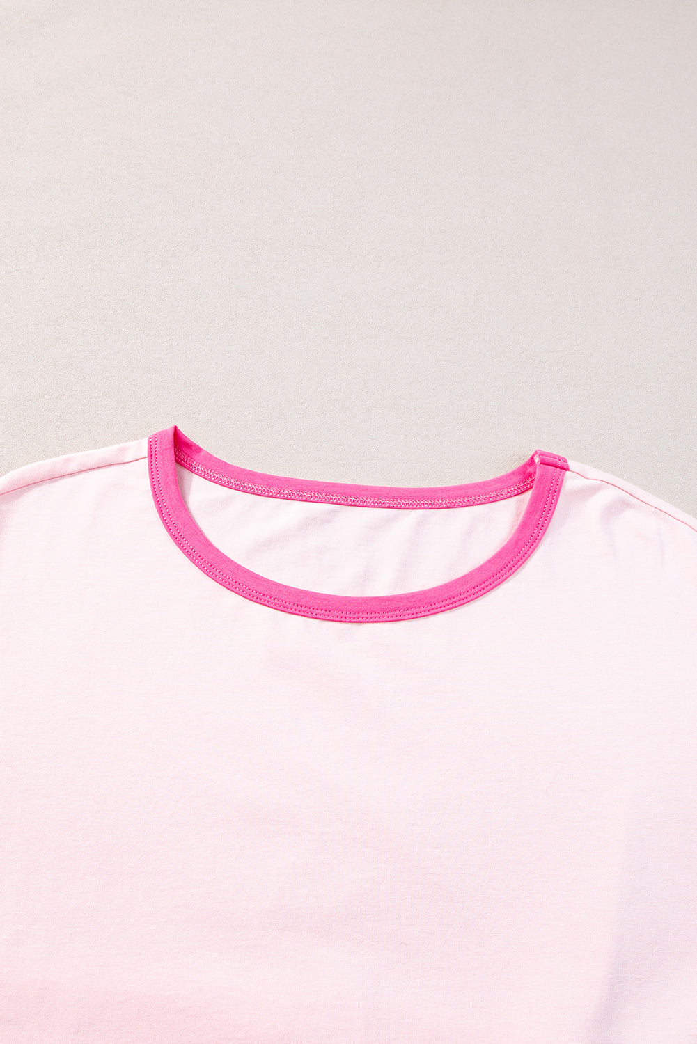 Pink Color Block Half Sleeve O Neck Plus Size Tee