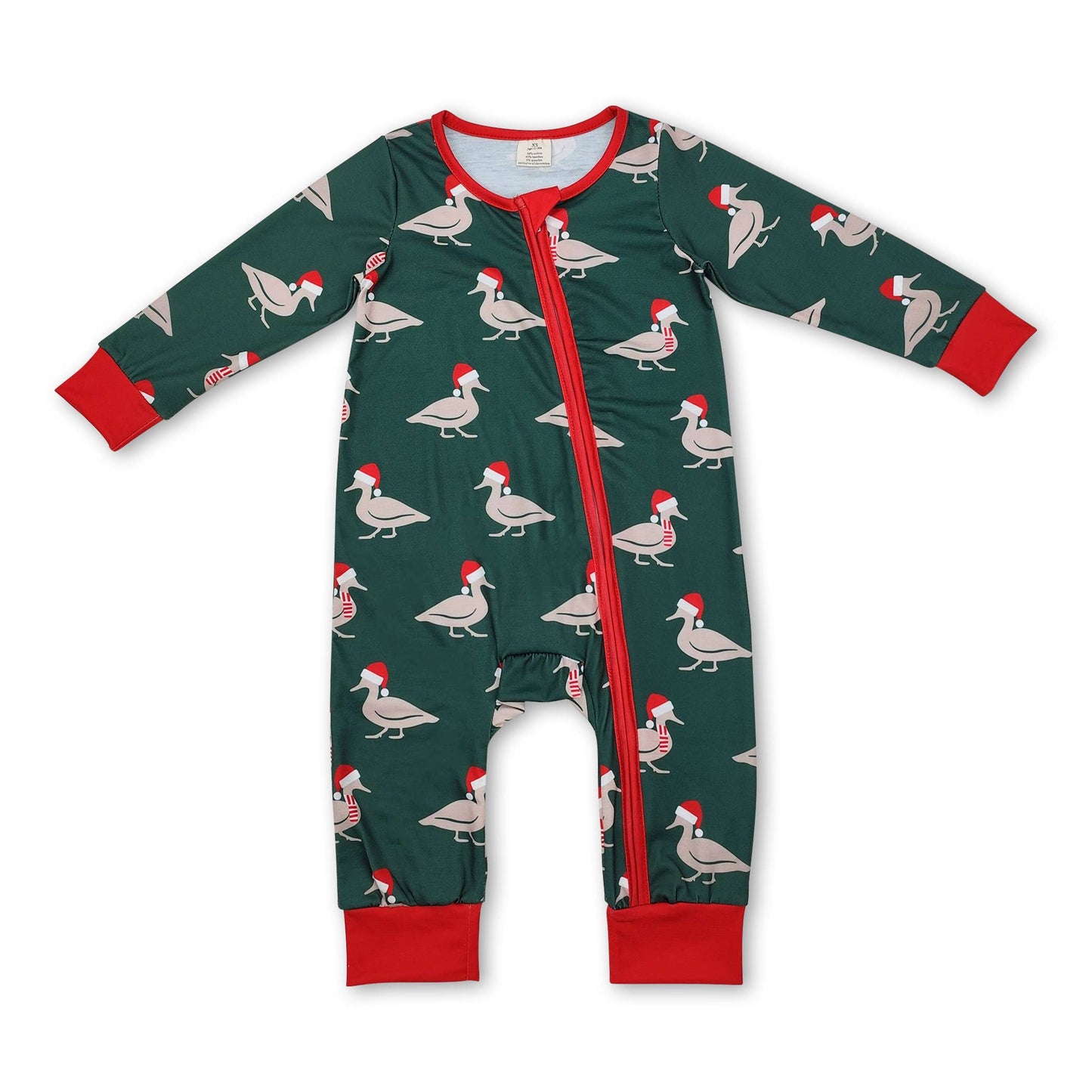 Yawoo Garments - Green Christmas hat duck baby boy pajamas