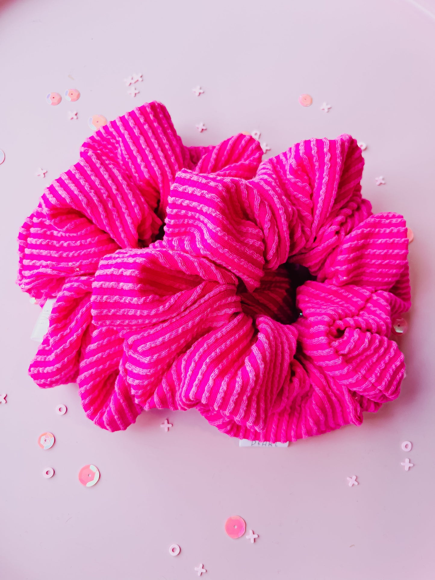 Hot Pink Ribbed Oversized Scrunchy