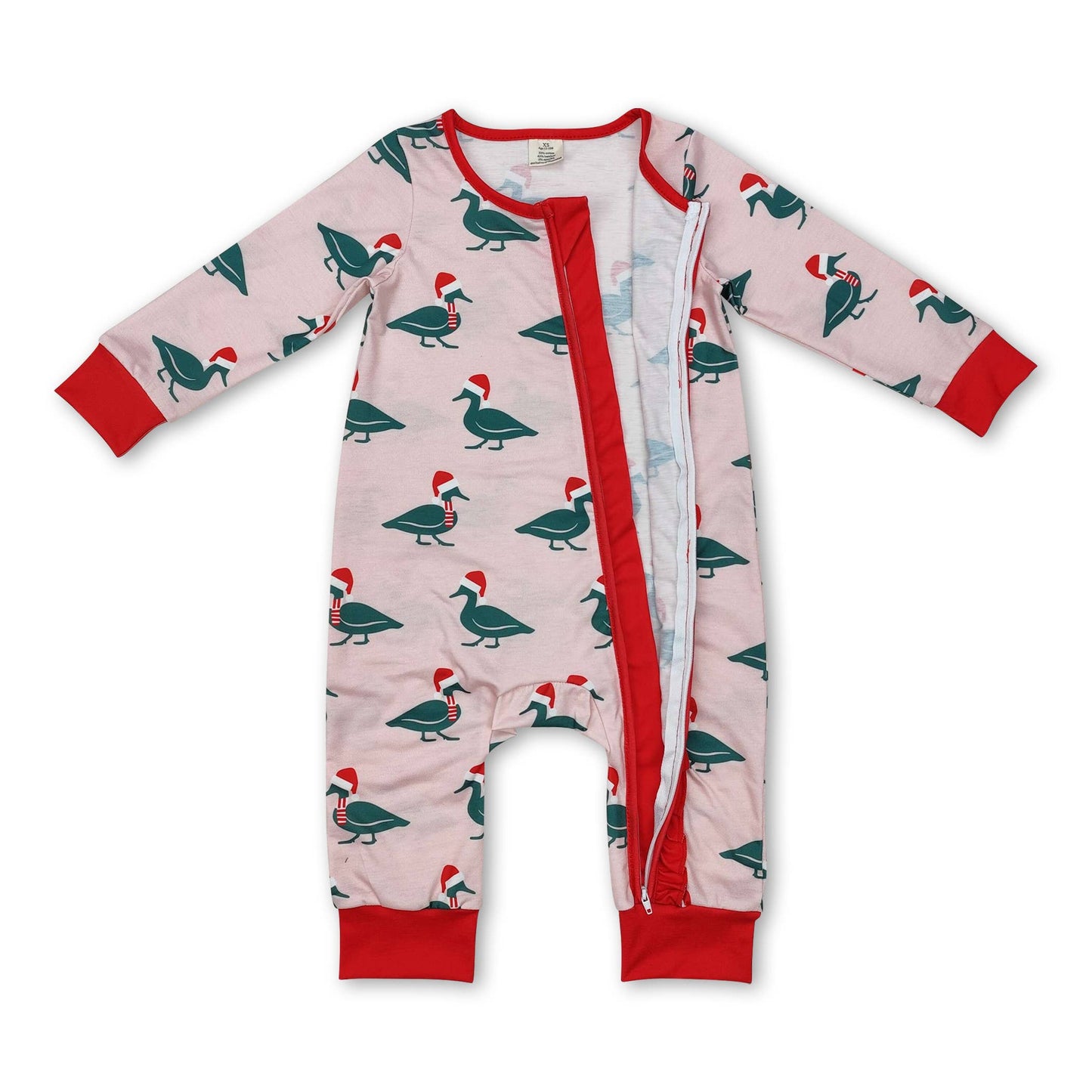 Yawoo Garments - Green Christmas hat duck baby boy pajamas