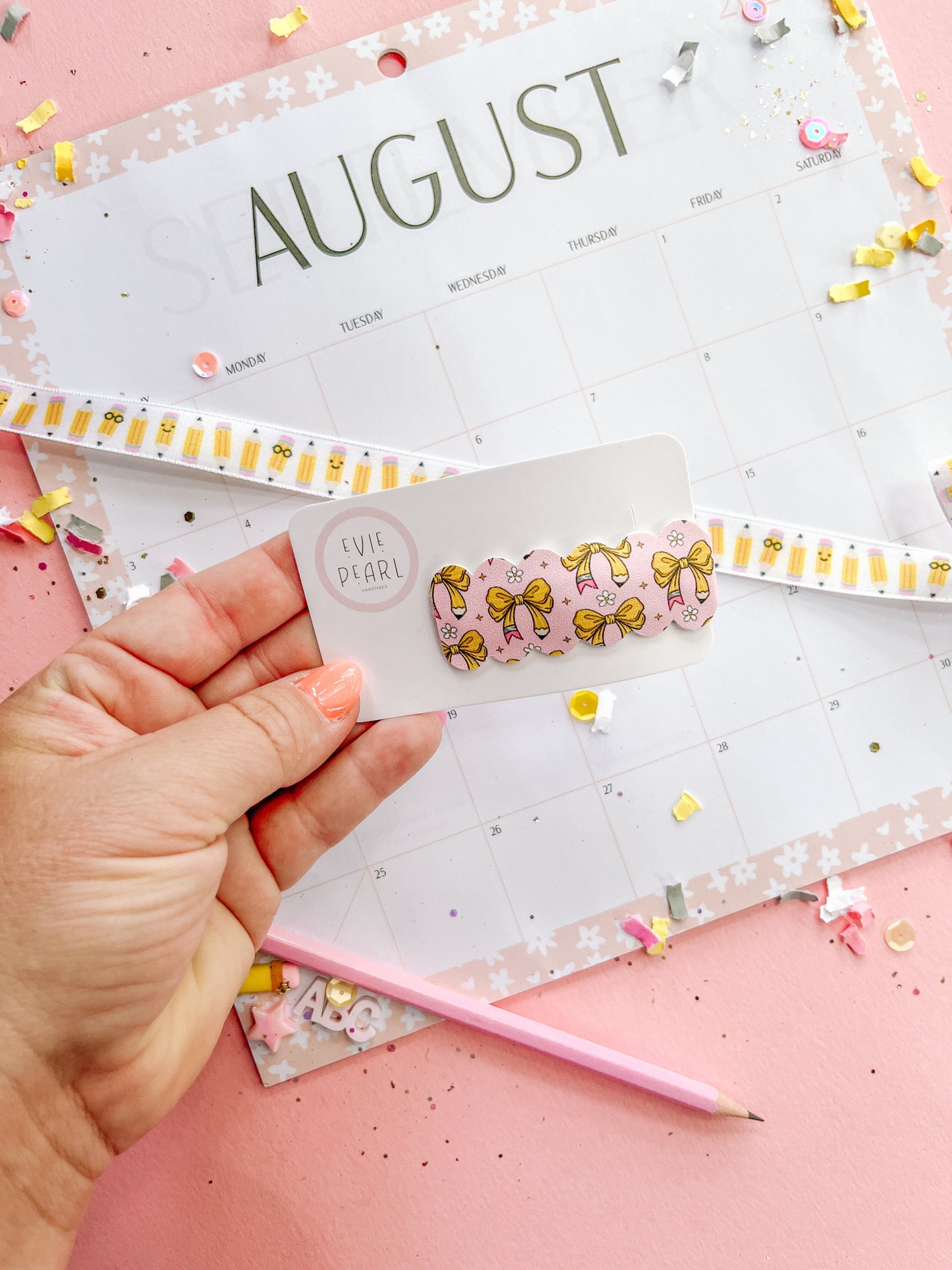 Pencil Bow Single Snap Clip