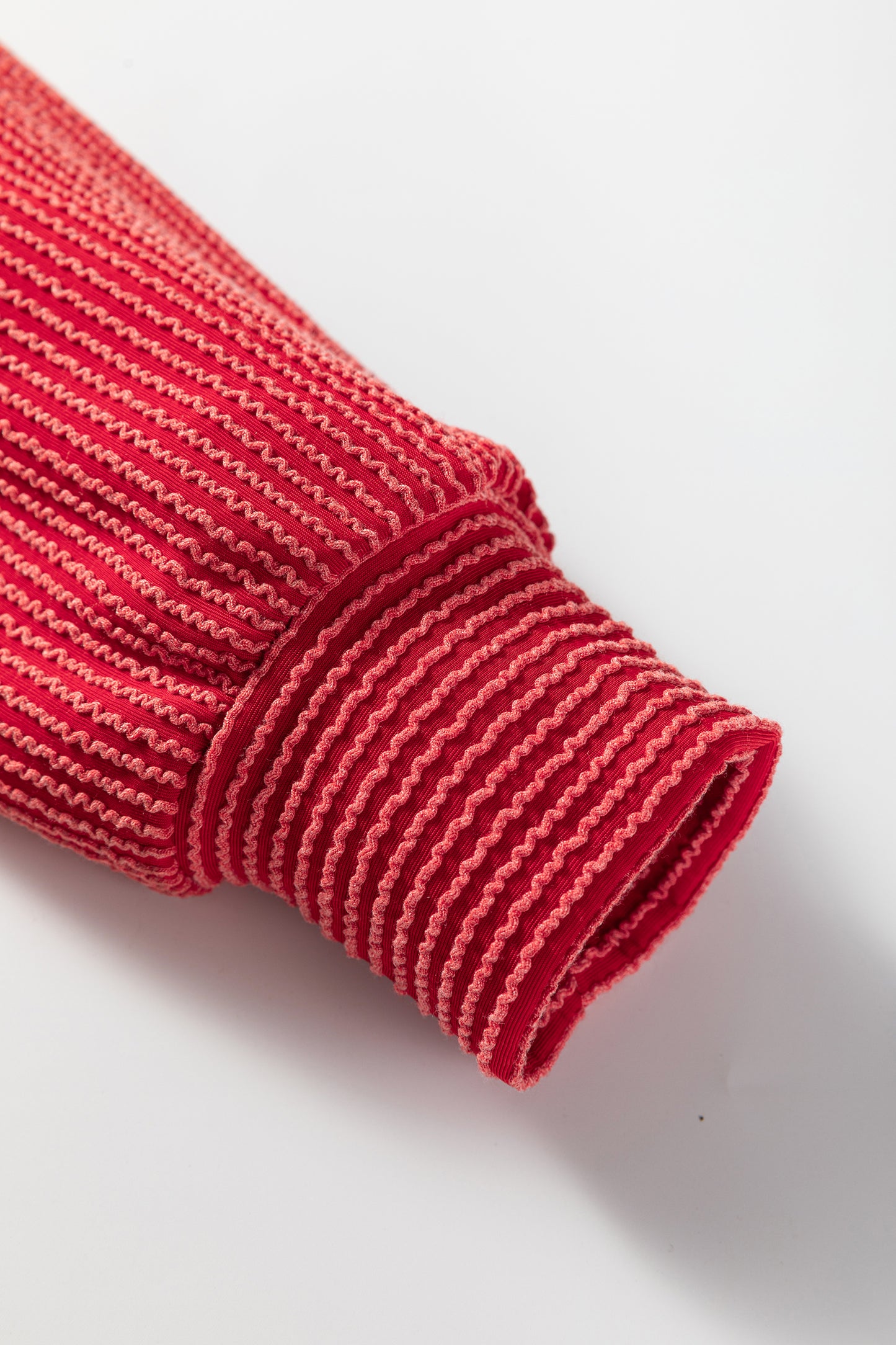 Red Twisted Rib MERRY Loose Long Sleeve Top