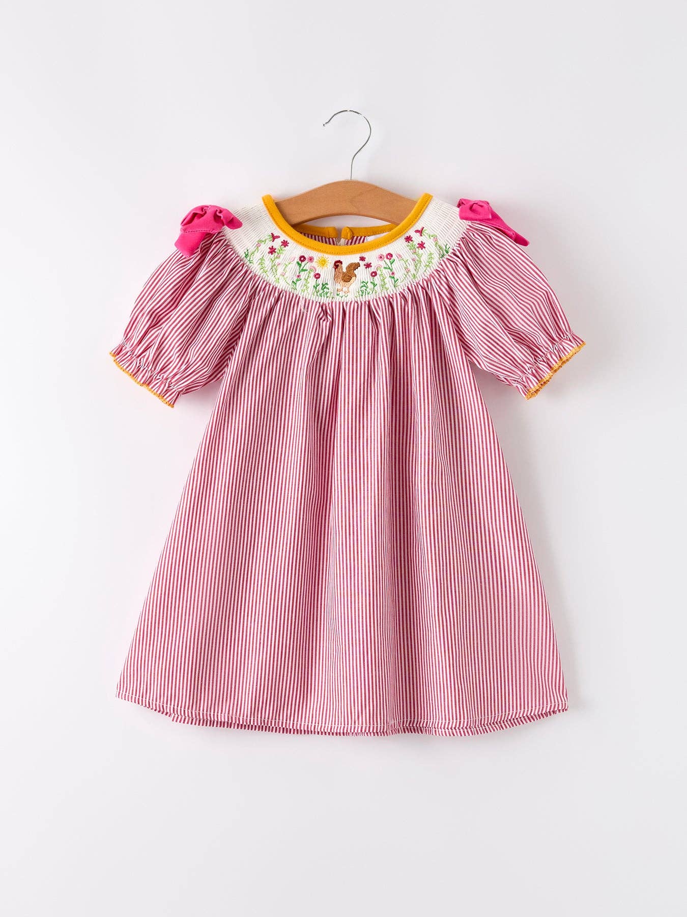 Rylee Faith Designs - Rooster Smock Embroidered Girls Dress