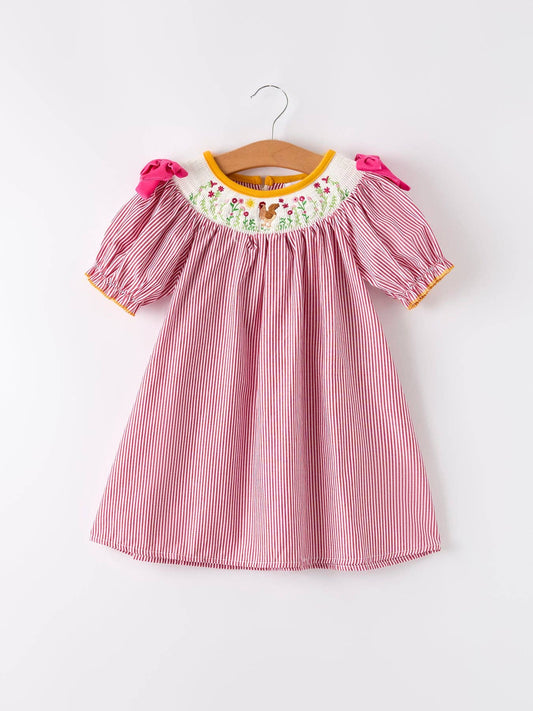 Rylee Faith Designs - Rooster Smock Embroidered Girls Dress
