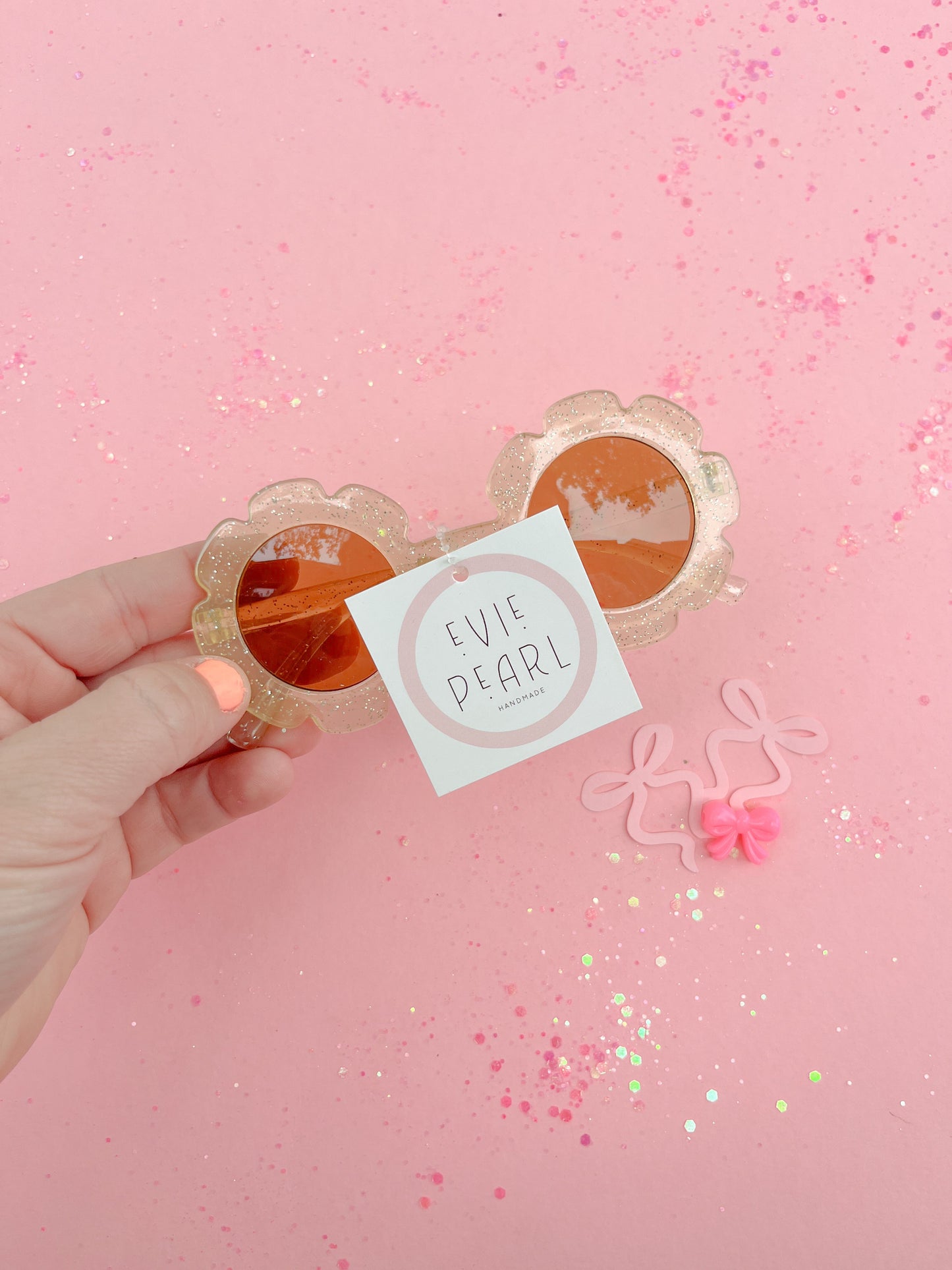 Light Yellow Glitter Flower Sunnies