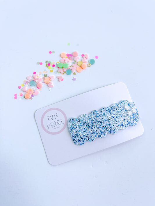 Blue Glitter Ice Princess Snowflake Snap Clip