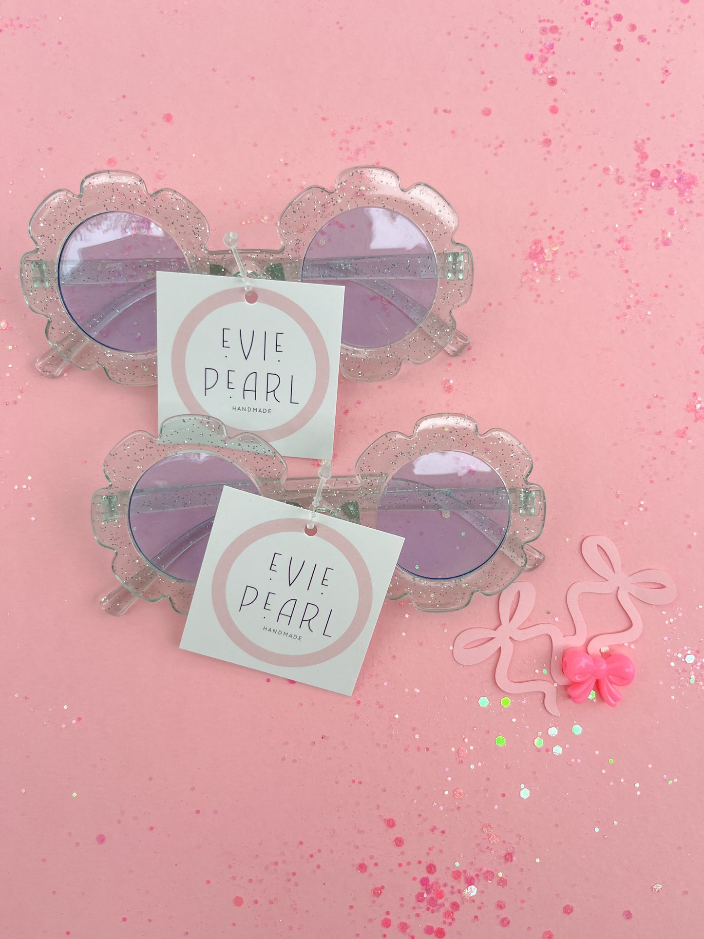 Light Blue Glitter Flower Sunnies