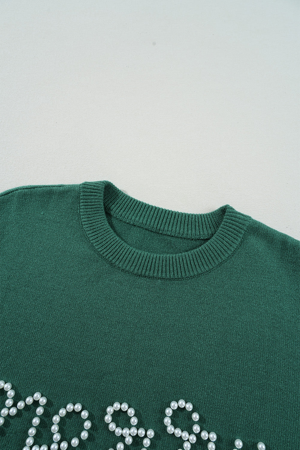 Green Pearl Beaded Merry Casual Sweater