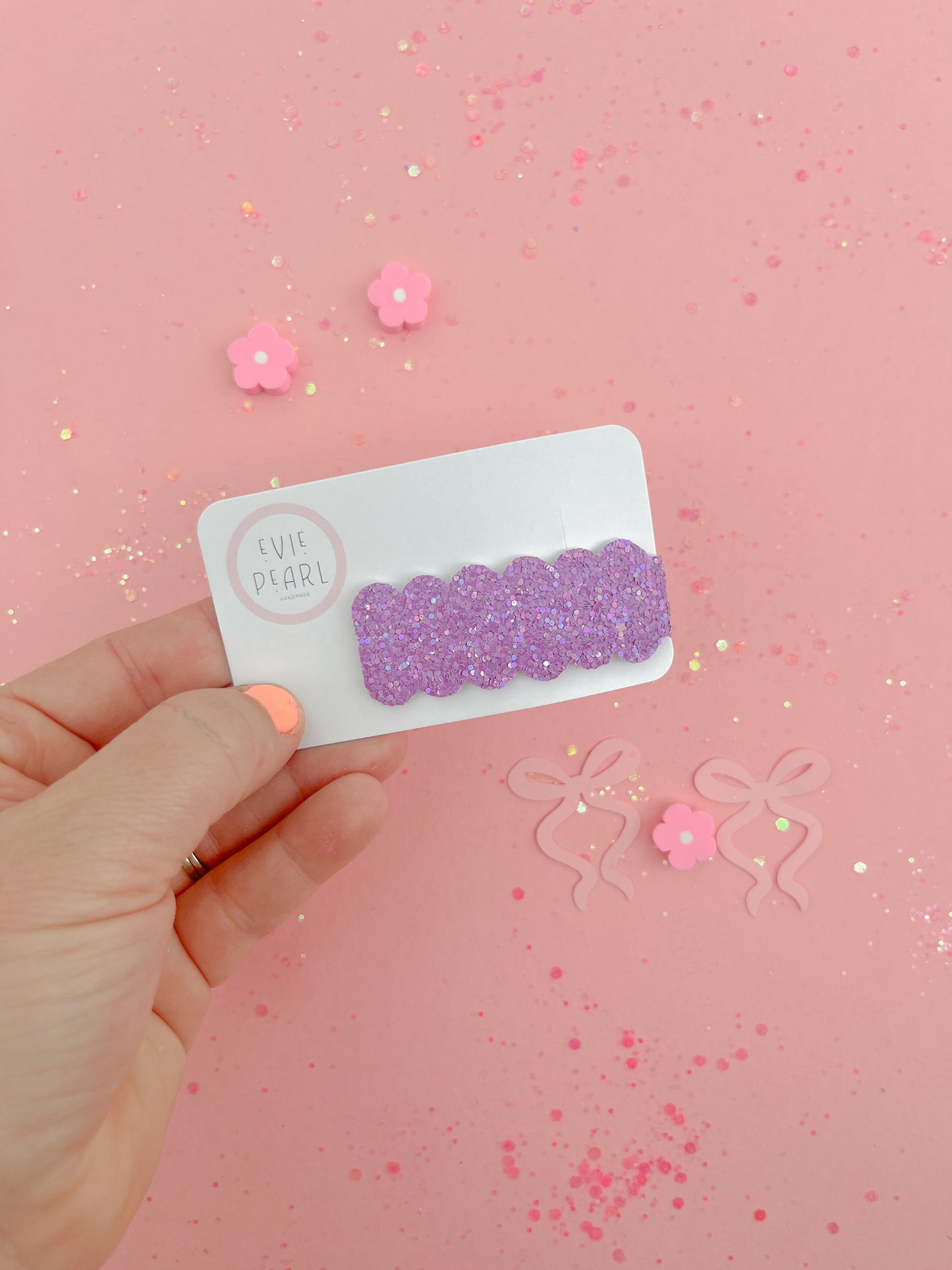 Purple Palms Glitter Snap Clip
