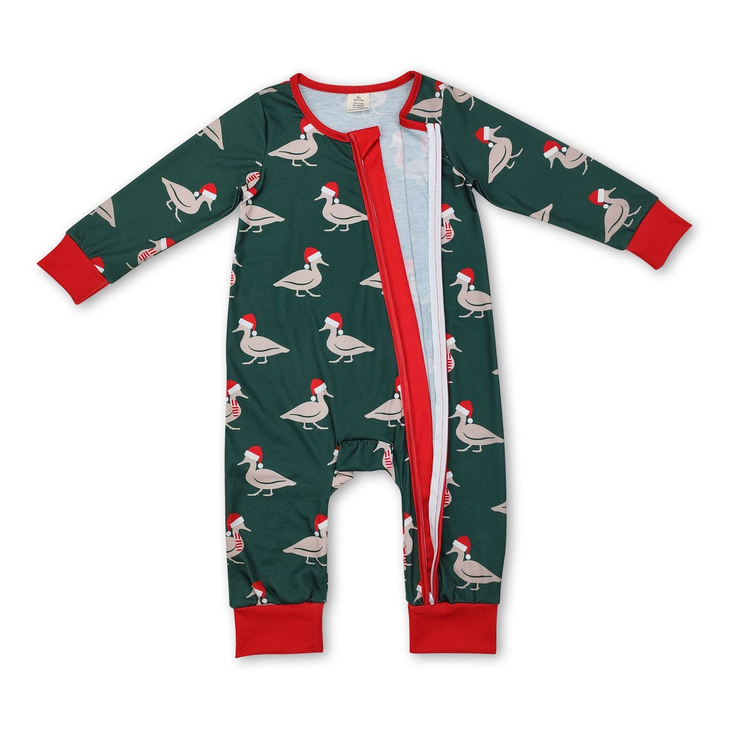 Yawoo Garments - Green Christmas hat duck baby boy pajamas