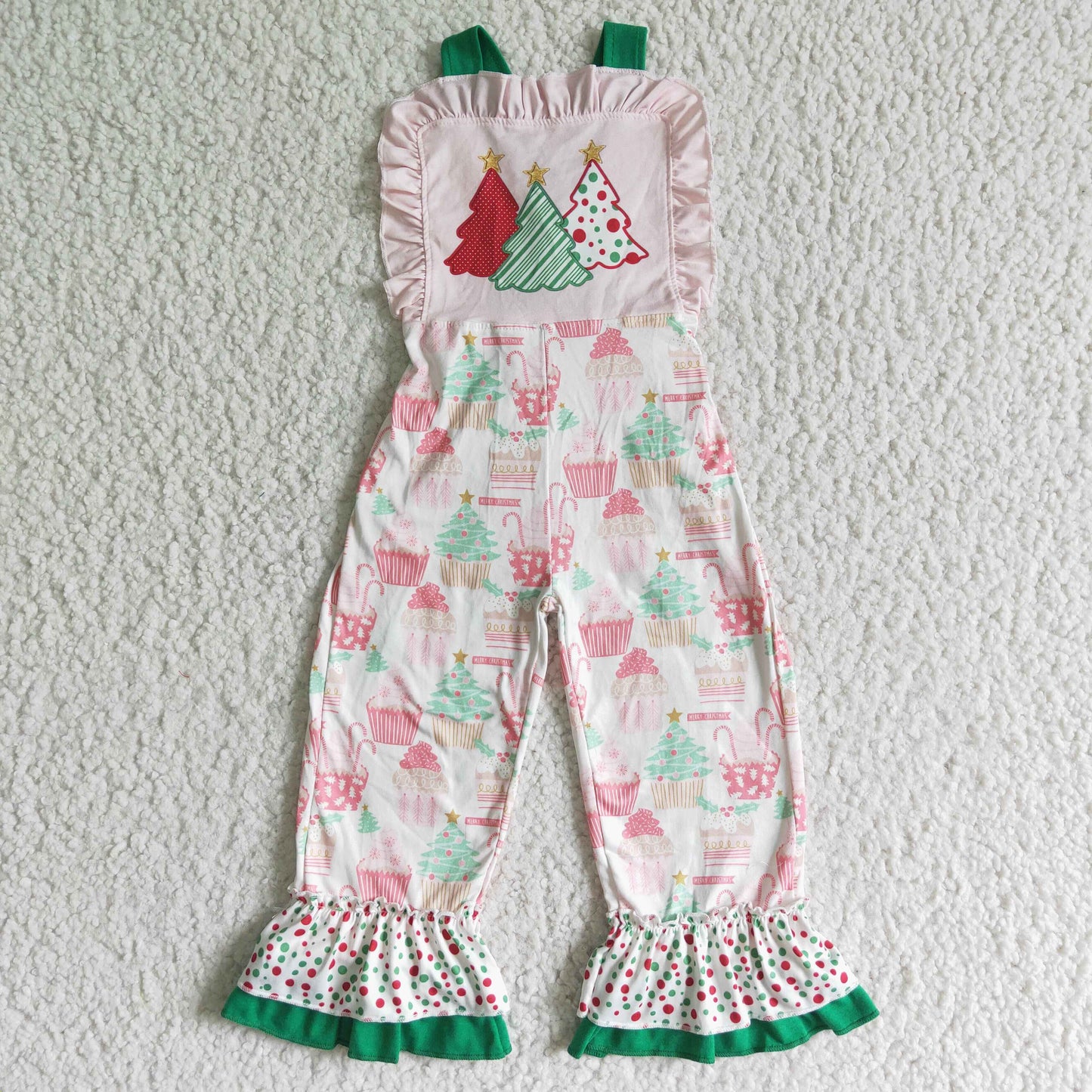 Yawoo Garments - Christmas tree print girls overalls