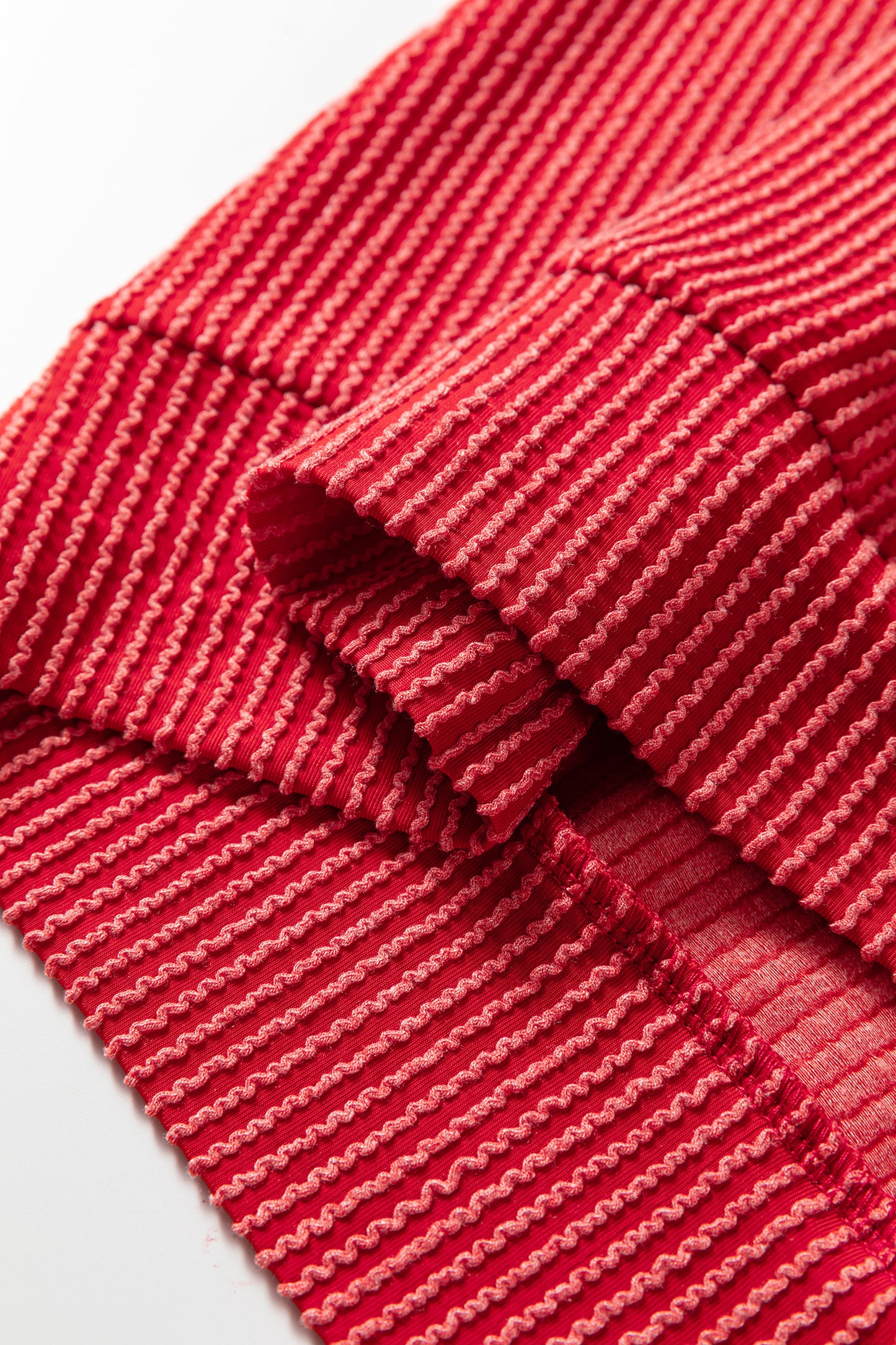 Red Twisted Rib MERRY Loose Long Sleeve Top