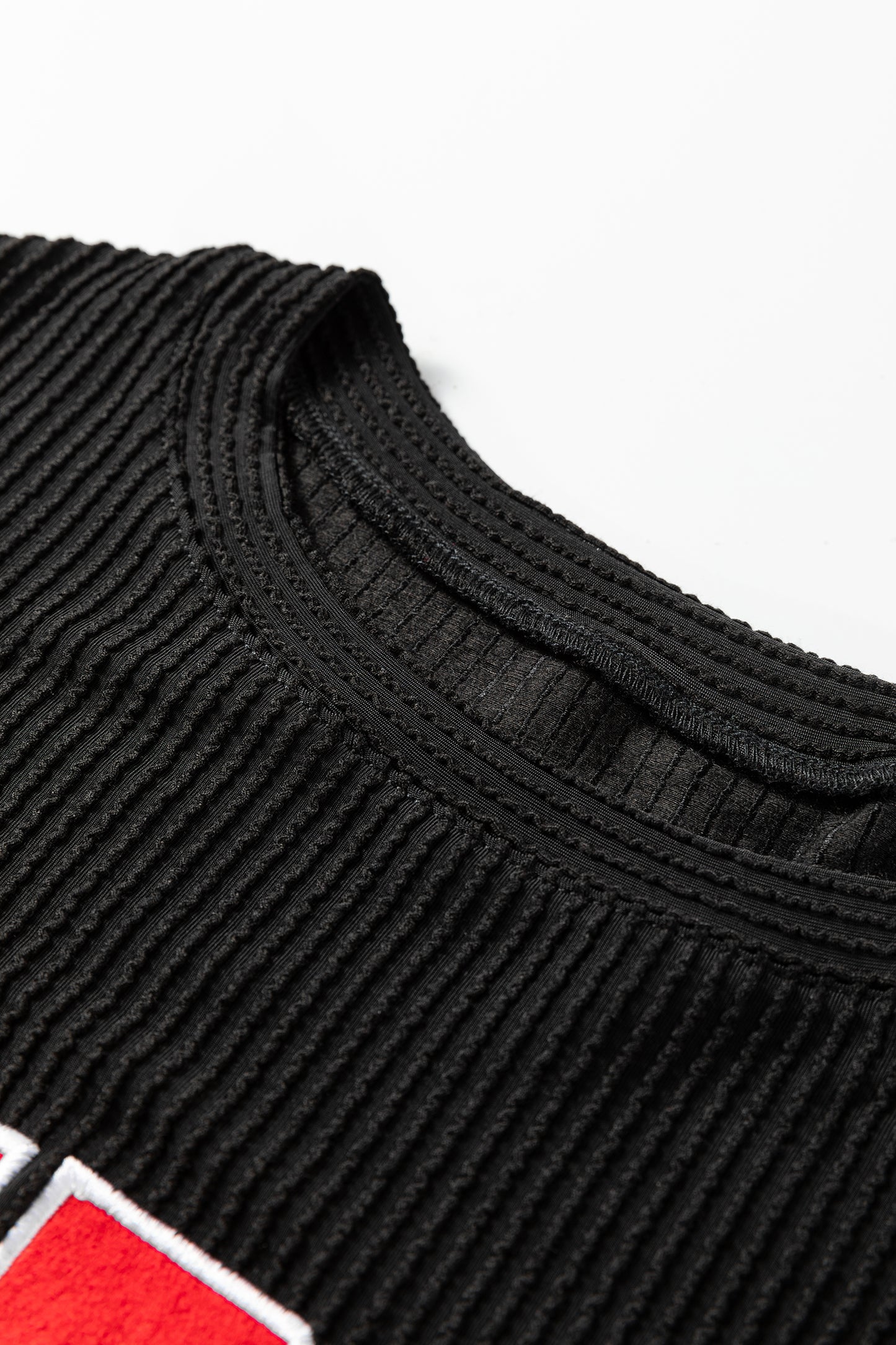 Red Twisted Rib MERRY Loose Long Sleeve Top