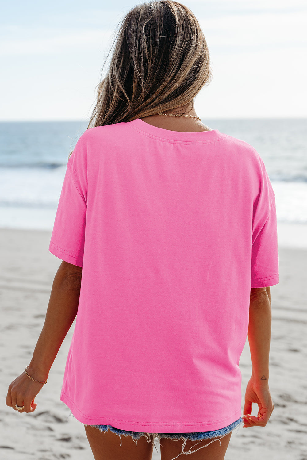 Bright Pink MAMA Letter Graphic Neon Tee