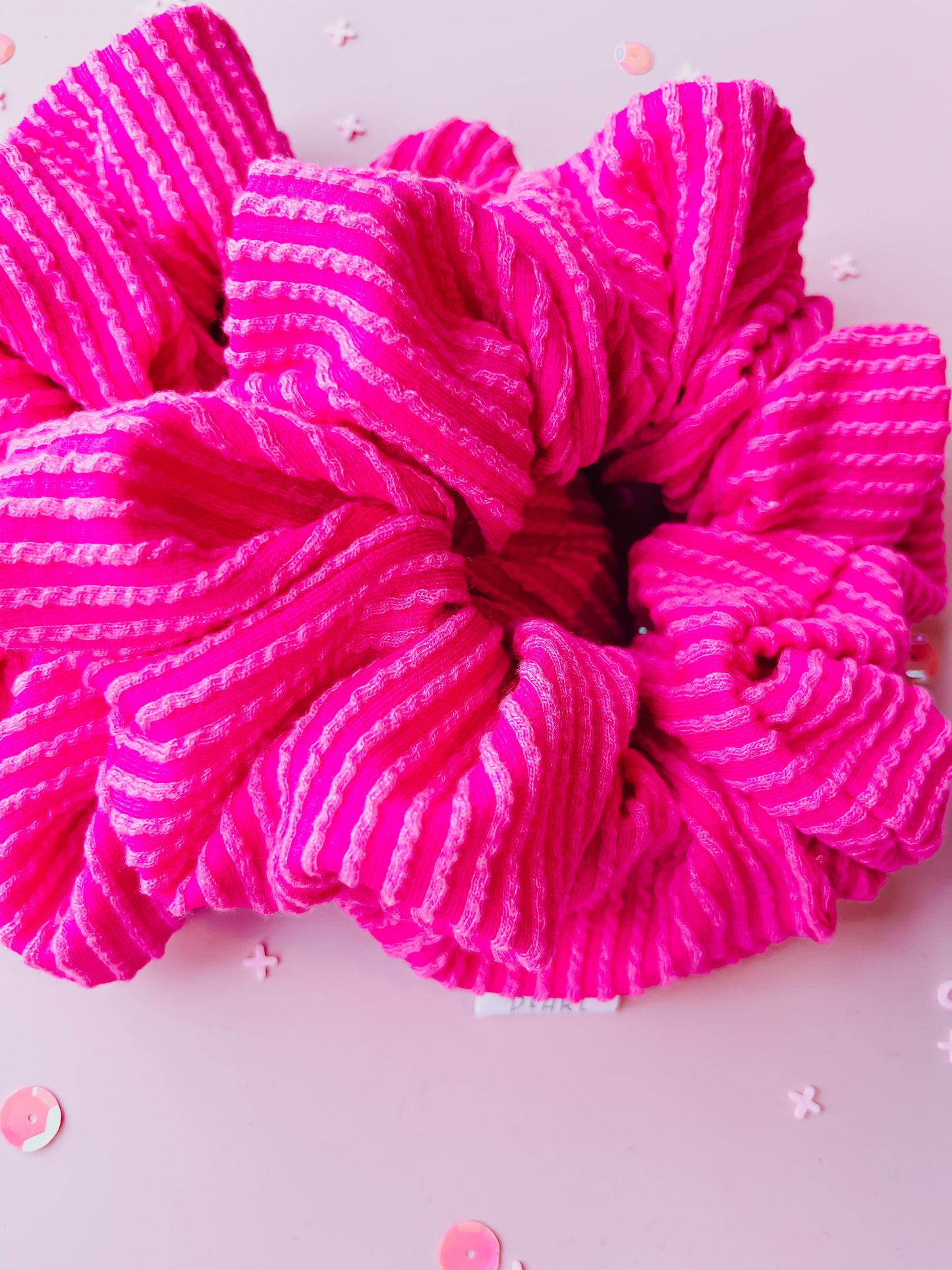 Hot Pink Ribbed Oversized Scrunchy