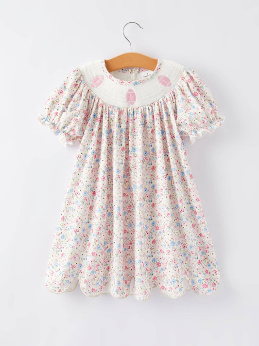 Rylee Faith Designs - Football Smock Embroidered Girls Dress