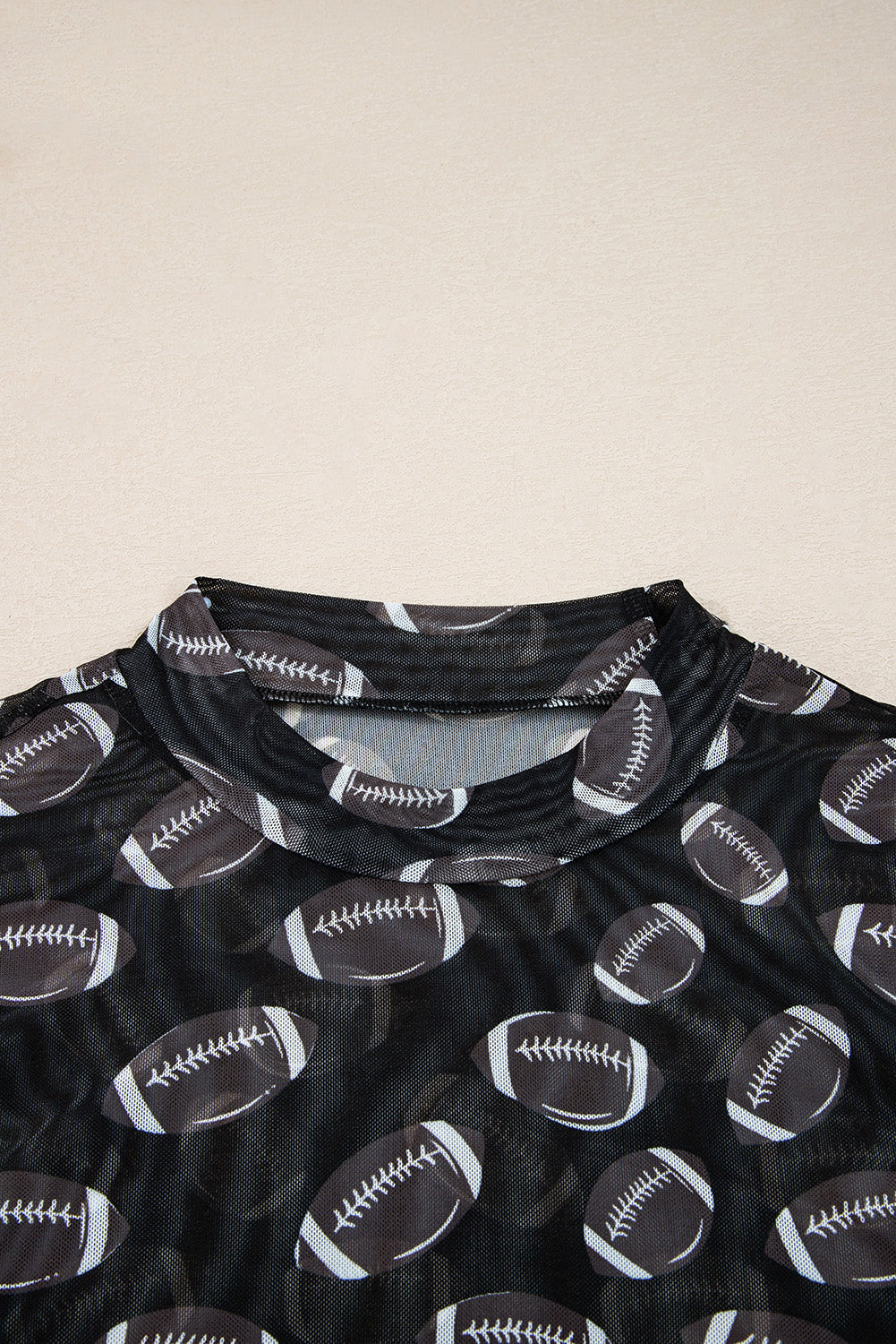 Football Mesh Sheer Long Sleeve Top