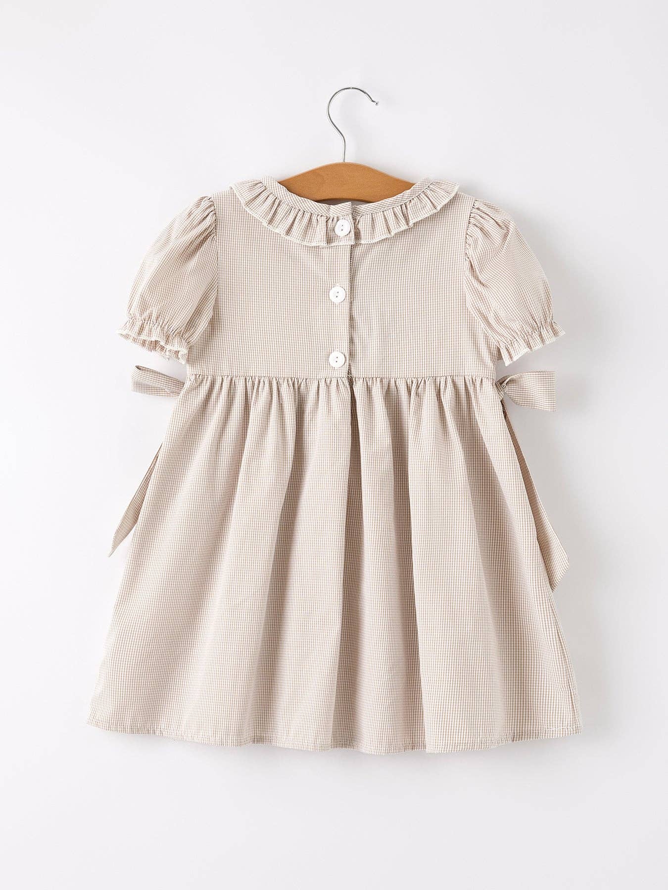 Rylee Faith Designs - Halloween & Thanksgiving Pumpkin Embroidery Smock Plaid Girls Dress