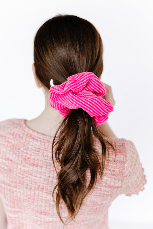 Hot Pink Ribbed Oversized Scrunchy