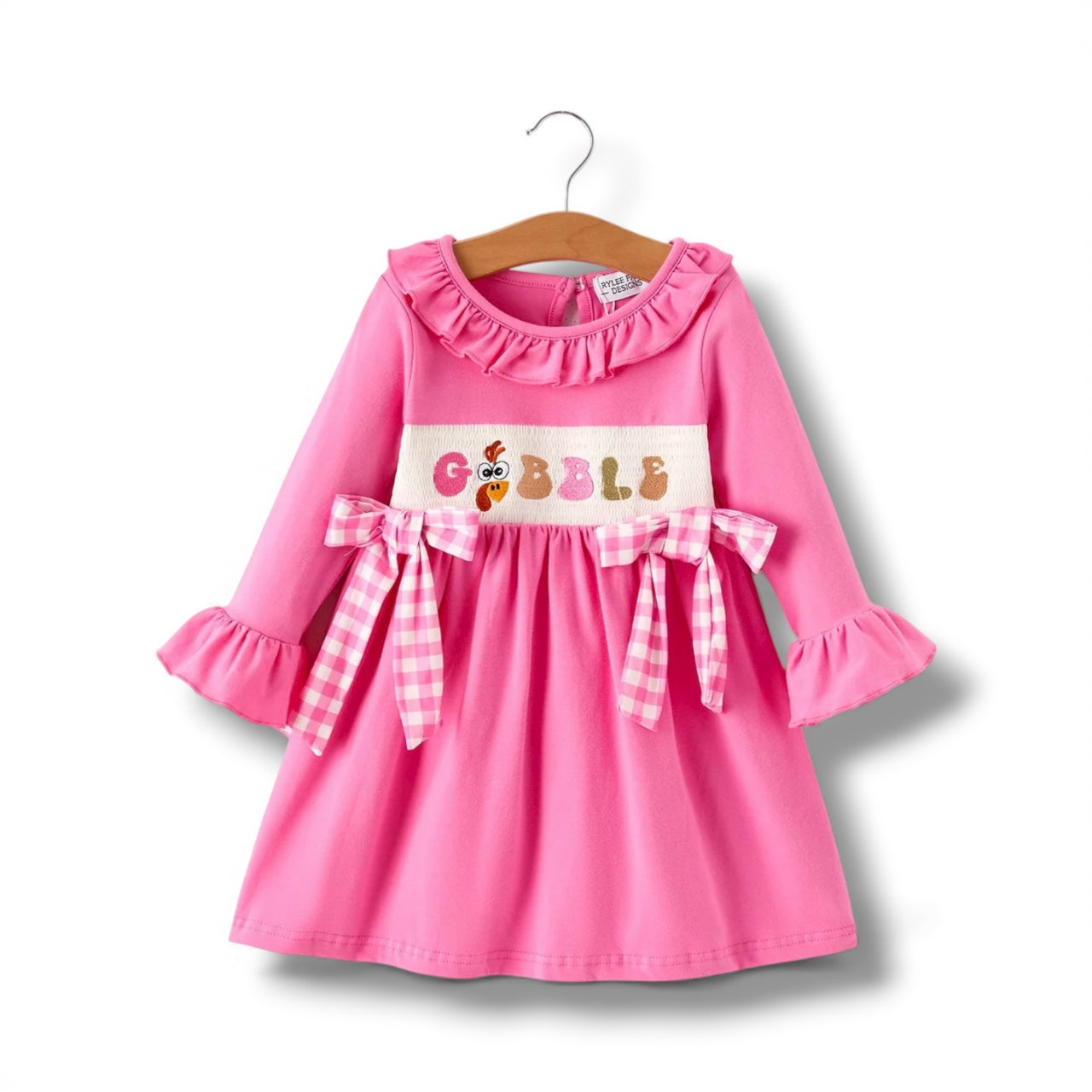 Rylee Faith Designs - "GOBBLE" Smock Embroidery Dress