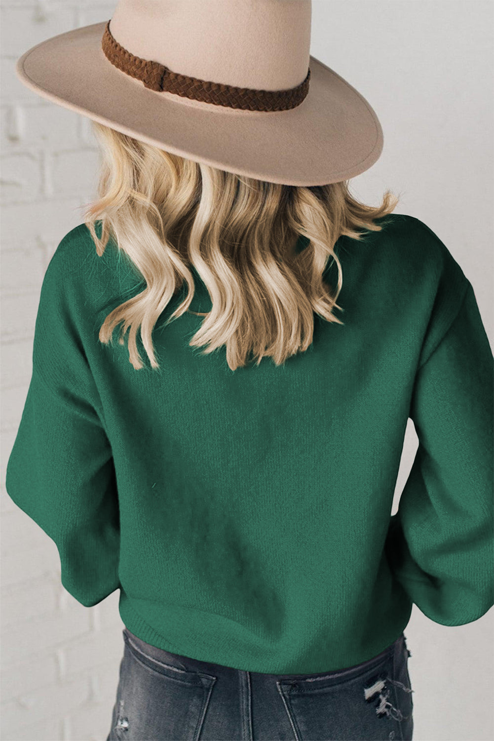 Green Pearl Beaded Merry Casual Sweater
