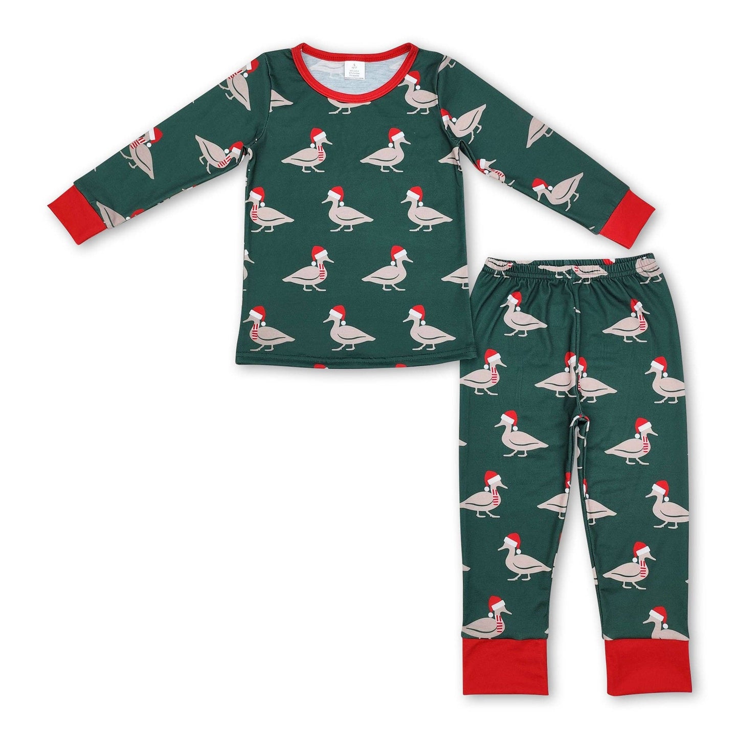 Yawoo Garments - Green Christmas hat duck baby boy pajamas