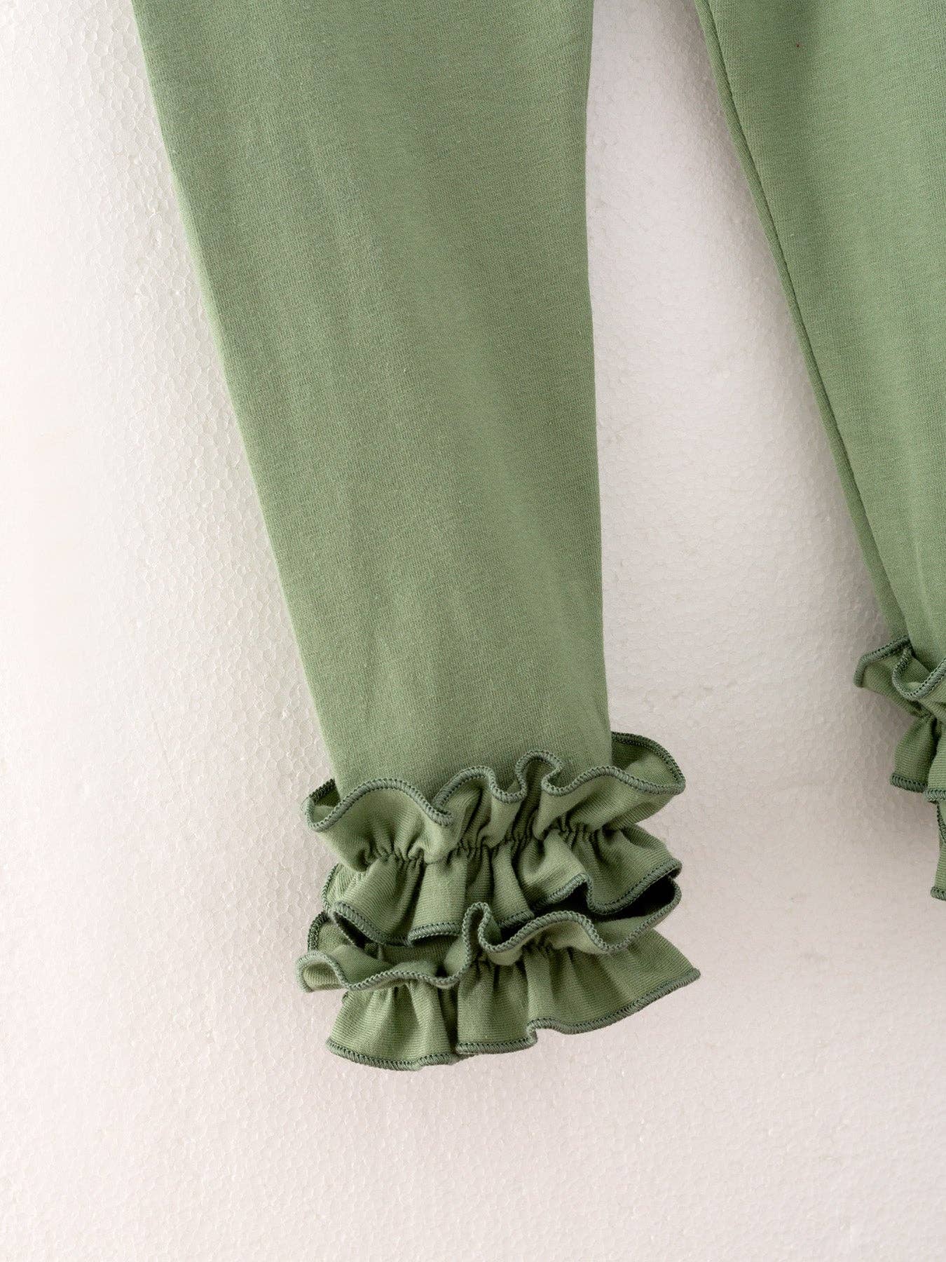 Rylee Faith Designs - Halloween Girls Pumpkin Chenille patches Plaid Top + Pants Set