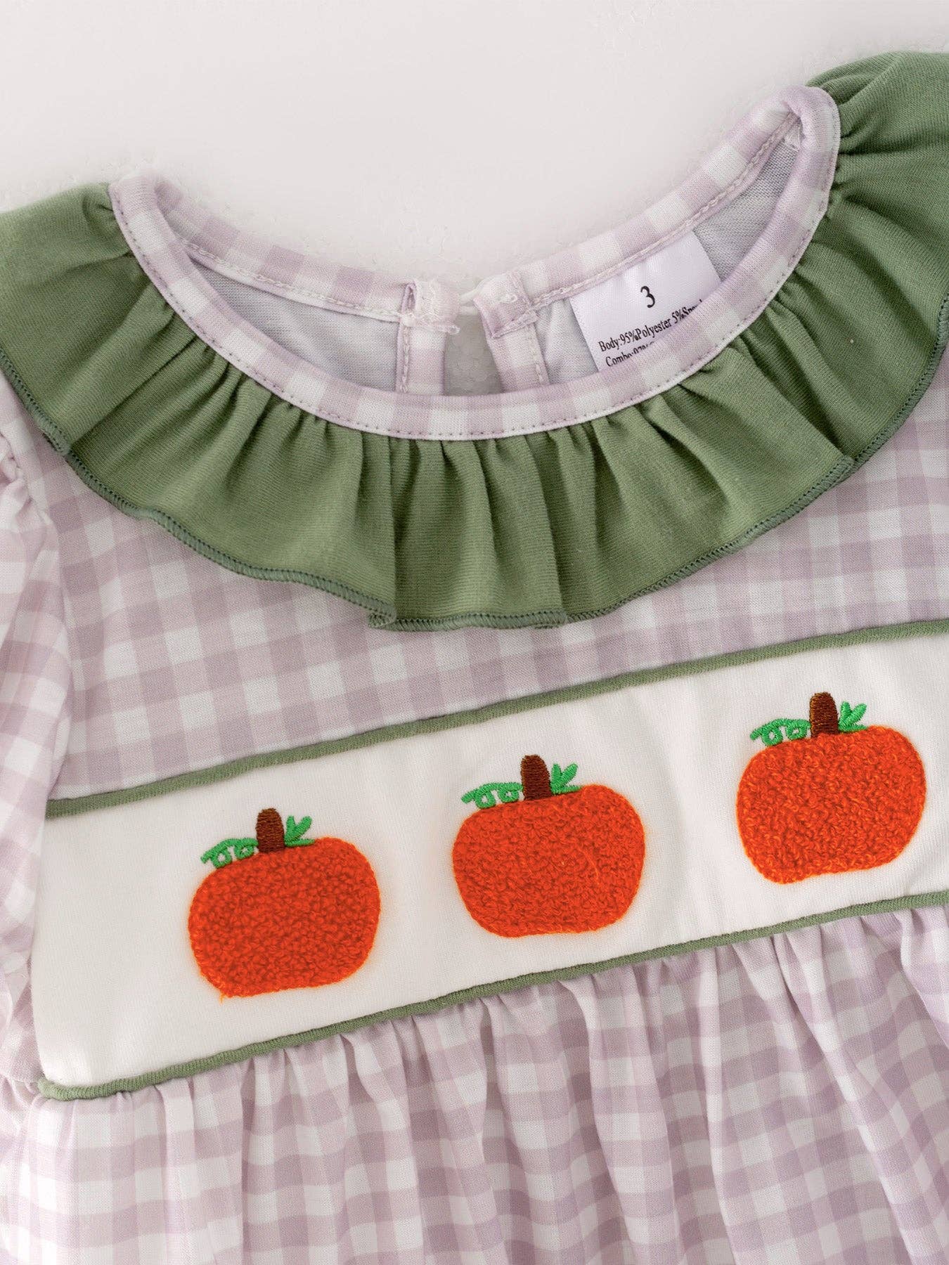 Rylee Faith Designs - Halloween Girls Pumpkin Chenille patches Plaid Top + Pants Set