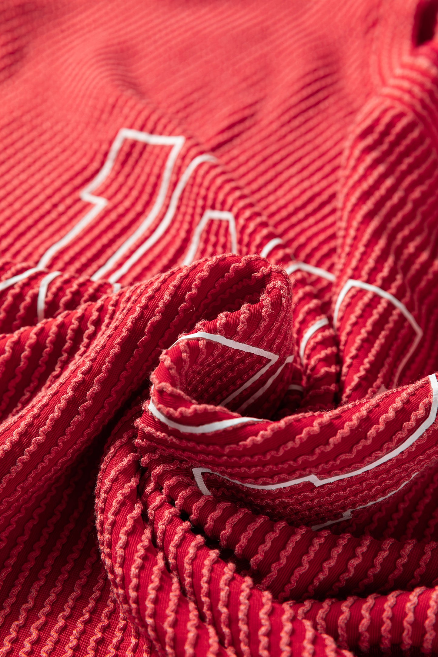 Red Twisted Rib MERRY Loose Long Sleeve Top