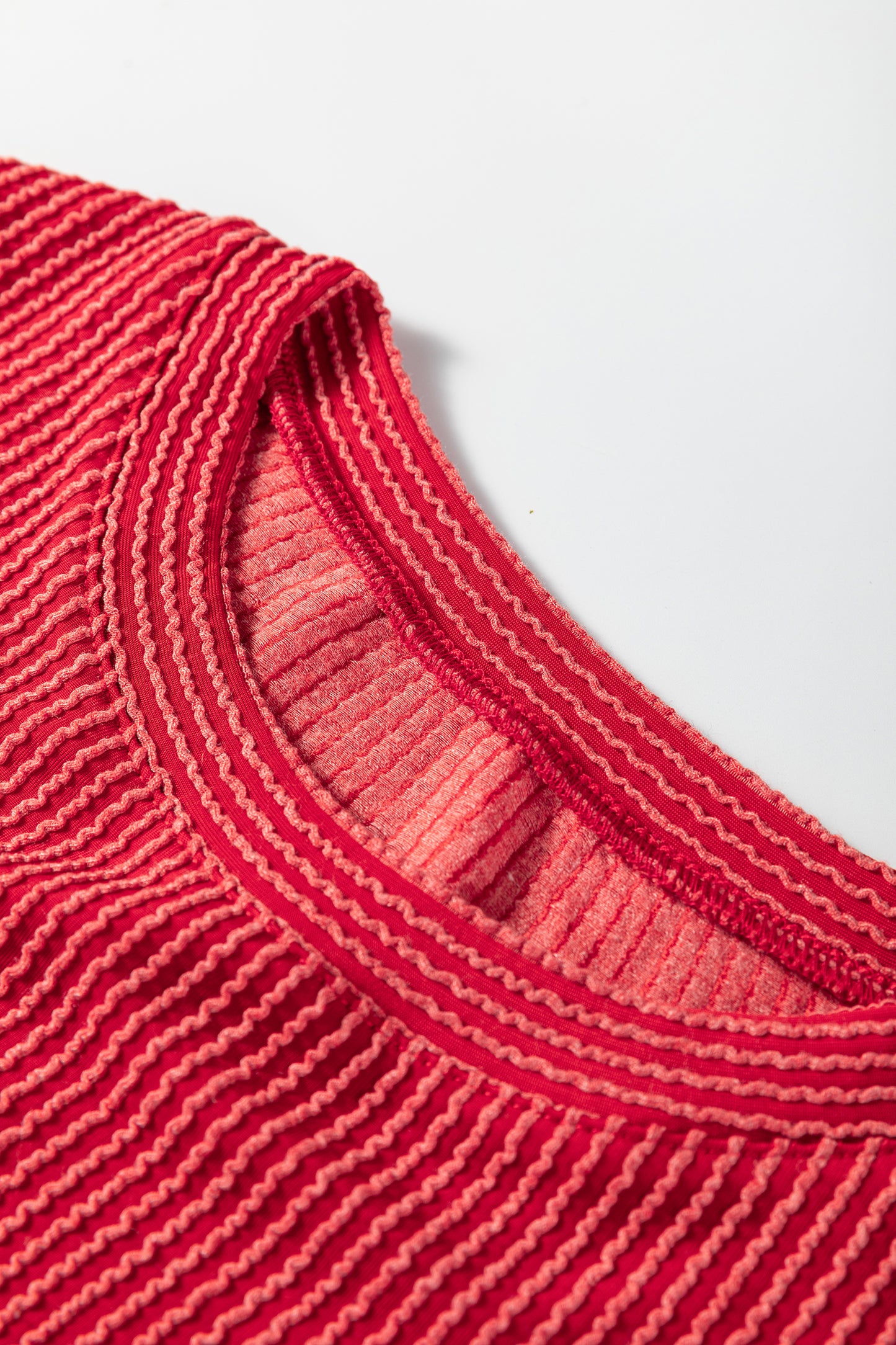 Red Twisted Rib MERRY Loose Long Sleeve Top