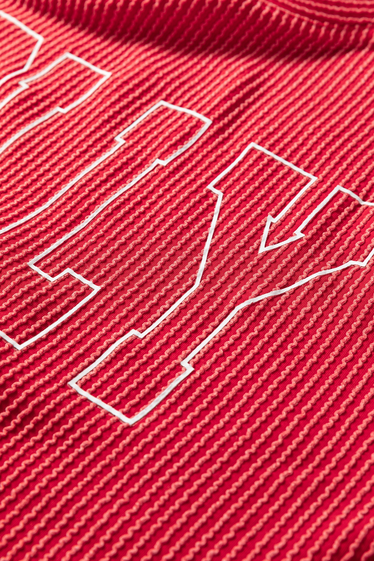 Red Twisted Rib MERRY Loose Long Sleeve Top